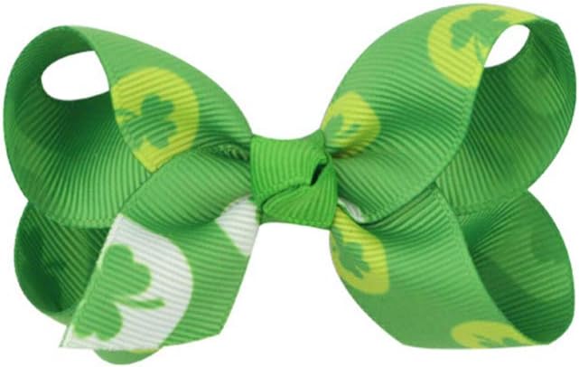 Lurrose 2pcs Grosgrain Ribbon Hair Pins Bowknot Clip Delicate Bobby Pin Clover Barrettes Styling Kids Headdress Accessories for St. Patricks Day(Random Pattern) - Image 4