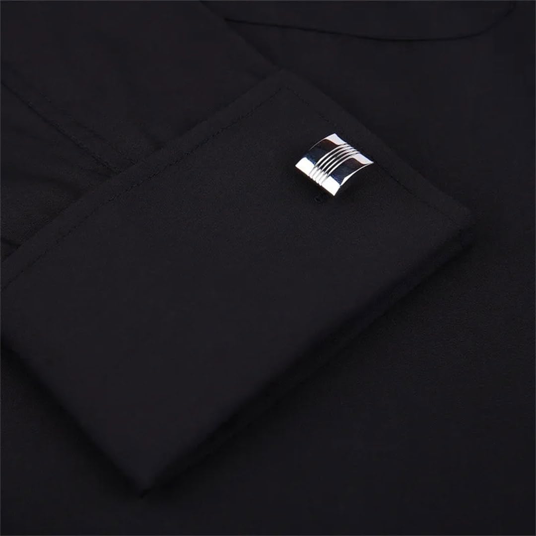 Yeuyyben Nero Francese Gemelli Uomo Business Dress Camicia Manica Lunga Risvolto Uomo Camicia Sociale