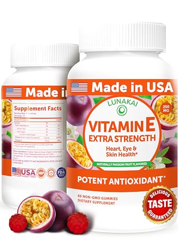 Lunakai HEALTH-GUMMY-VITE-60-2021 Usa Made Vitamin E Gummies 400Iu With Vitamin C - Delicious, Vegan, Non-Gmo Supplement cover