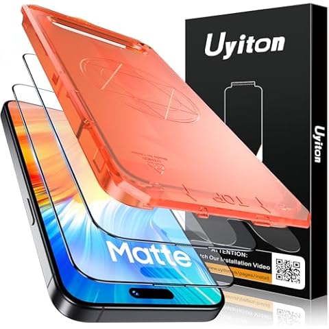 Uyiton for iPhone 15 Pro Matte Screen Protector, Anti-Fingerprint [Easy Fit] Anti-Reflection Shatterproof Full Coverage [Case Friendly] Anti-Glare 9H Tempered Glass Screen Cover, 2 Packs Cover