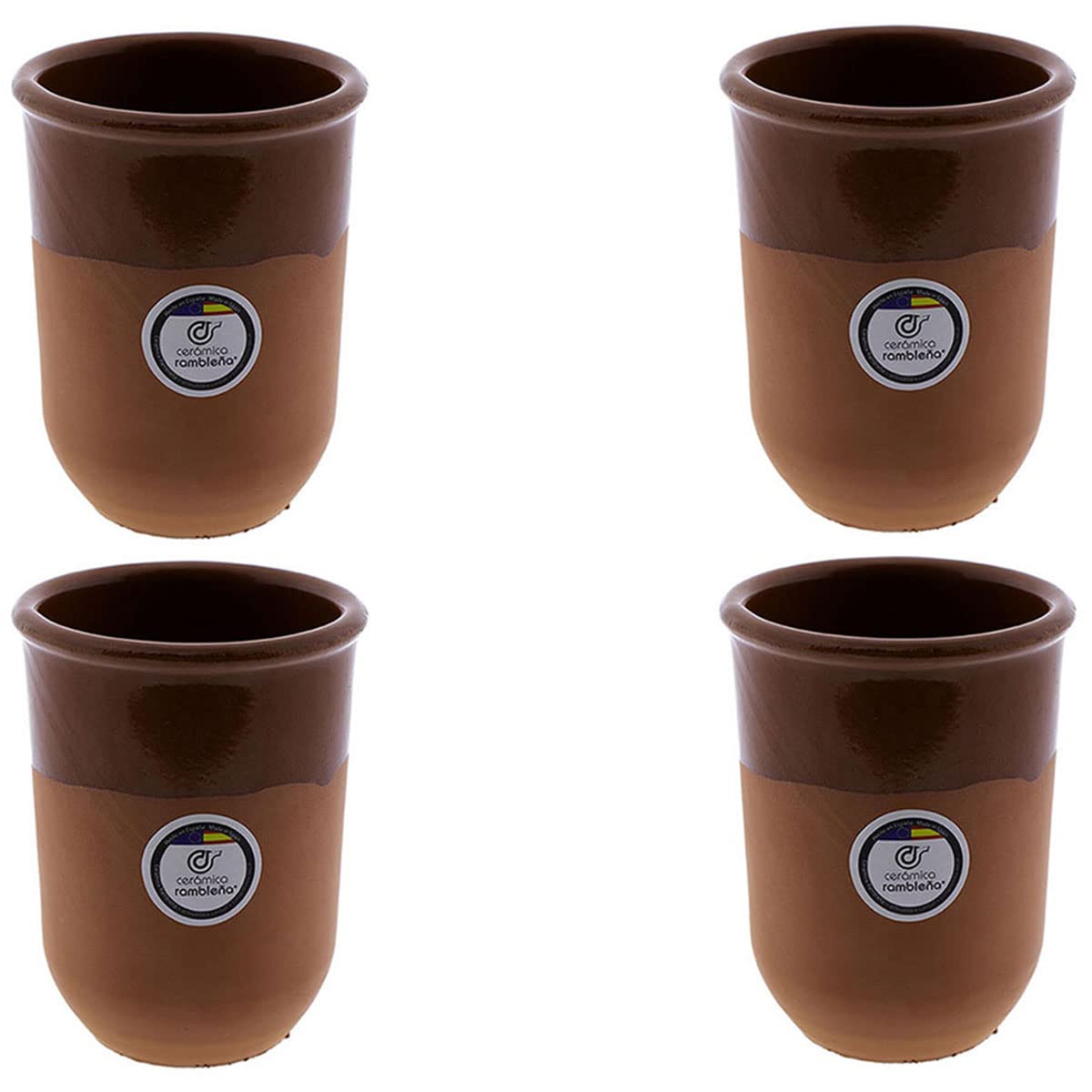 CERÁMICA RAMBLEÑA | Bicchiere da Birra in Terracotta | Bicchiere di Vino Rustici | Tazza d'acqua Ceramica Argilla Rossa 100% Decorata a Mano - Modello 02 | Fatto in Spagna | 330 ml