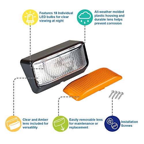 Lumitronics Rv 12V Led Exterior Porch Utility Light - Clear & Amber Lenses (Black) #TOP1