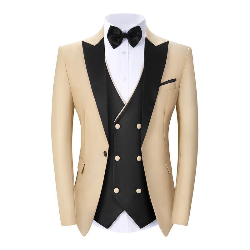 Tuxdeo for Men 3 Piece Suit Slim Fit Suit Wedding Suit Prom Dinner Suit with Tie Blazer Vest Pant Set2