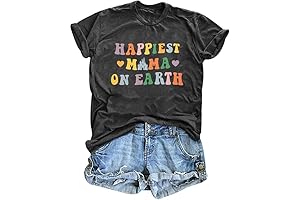 Mama Shirt Women Happiest Mama On Earth T-Shirt Funny Magic Kingdom Tee...