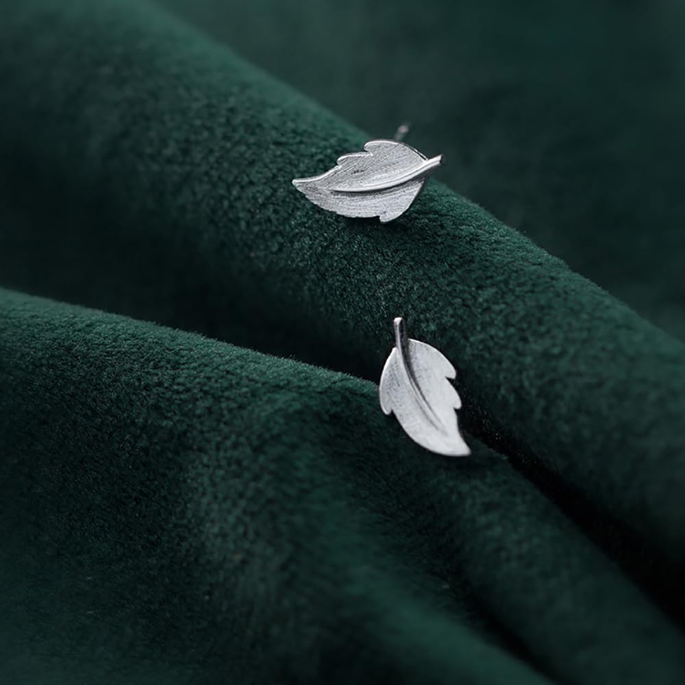 925 Sterling Silver Leaf Stud Earrings for Women Teens Small Leaf Stud Earrings Hypoallergenic - Image 5