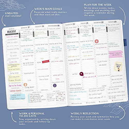 Image of Legend Planner PRO Hourly Schedule - Weekly & Daily Organizer with Time Slots. Appointment Book Journal for Work & Personal, A4 (Mystic Blue)