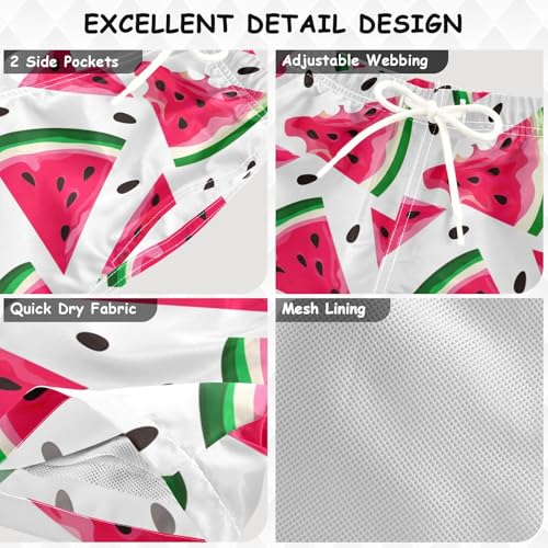 DOMIKING Watermelon Slice White Toddler Boys' Swim Trunks Mesh Lining Swim Shorts for Beach Pool Gym Adjustable Waist3