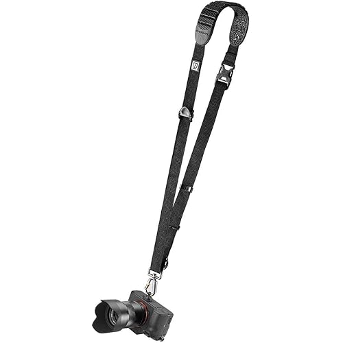 BLACKRAPID Cross Shot Black Camera Sling for left-handed and right-handed photographers.