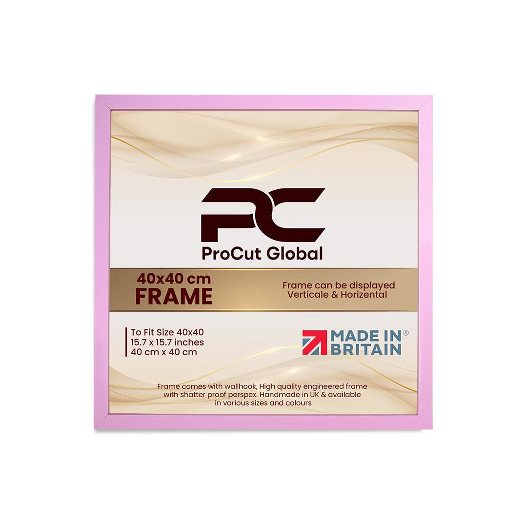 Procut Global 40X40CM Pink Picture Frames – Sleek Wooden Photo Frame with Shatterproof Perspex for Wall or Tabletop – Perfect for Posters, Certificates, Prints–Multiple Sizes & Colors Available