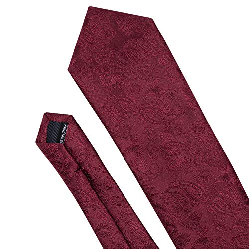 Image of Barry.Wang Paisley Striped Bow Tie for Men Silk Pre-Tied Bowtie Pocket Square Cufflinks Set Formal Wedding Party Prom