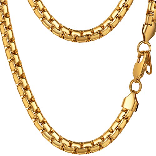 PROSTEEL Gold Chain for Men Jewelry Box Chain 6mm 18inch Neck Chain Womens Chockers Real Chains