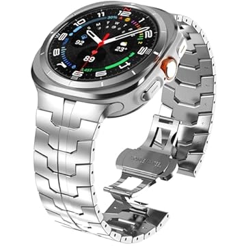 WINGLE Pulseira masculina de metal para Galaxy Watch Ultra/Ultra (2025) 47 mm armadura resistente durável de aço inoxidável Samsung Galaxy Watch Ultra, Classy Casual Business com fecho dobrável