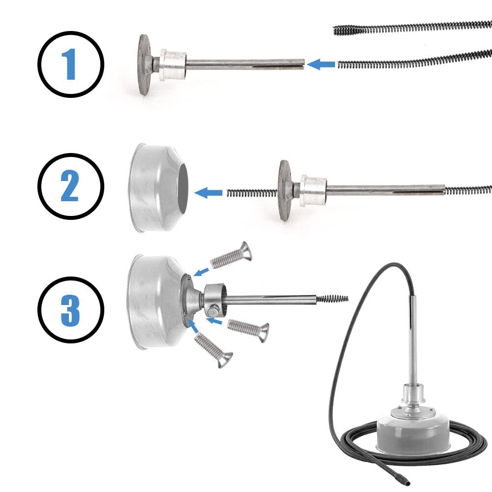 XIIW Sturatubi Elettrico 500W – 26m Spirali Φ16/9mm con Giunti Rapidi – Comando CW/CCW – Molla per Disostruzione Scarico Ø30-100mm – Lavandino, Doccia, Fognatura