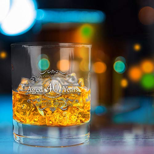 1981 Vintage Edition Birthday Whiskey Scotch Glass (40th Anniversary) 11 oz- Vintage Happy Birthday Old Fashioned Whiskey Glasses for 40 Year Old- Classic Lowball Rocks Glass- Birthday, Reunion Gift