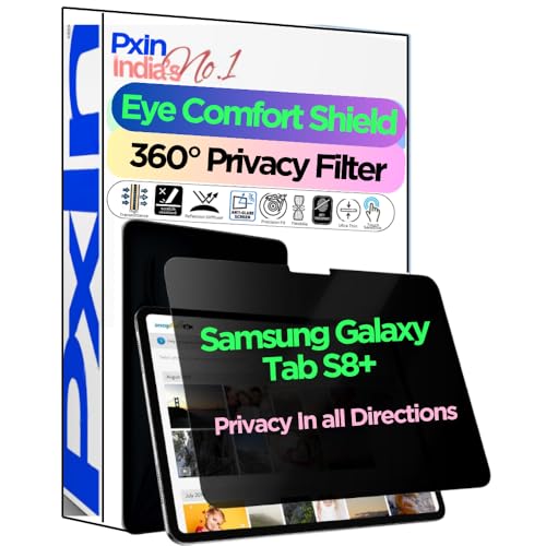 Image of Pxin Tablet Privacy Guard compatible with Samsung Galaxy Tab S8+ | Privacy protector | Anti-Glare | Anti Spy Screen | Reduces blue light | 360 degree | Eye Protection