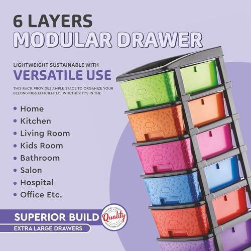 Image of 6XL Plastic Modular Drawer System for Home, Office, Hospital, Parlor, School, Doctors, Home and Kids, Product Dimension When assembeled