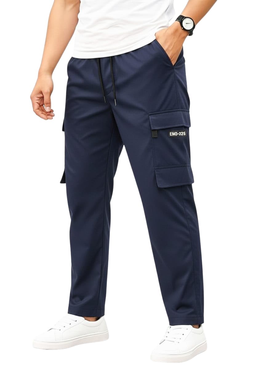 Men Cargo Pants Casual Solid Drawstring Trousers Multi Pocket Straight Fit Stylish Bottom Wear Maroon Regular Fit-image-30