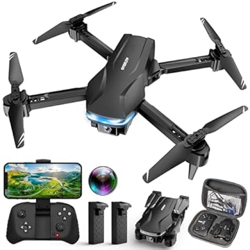 Drone com câmera 1080p HD FPV drone dobrável para iniciantes e crianças, quadricóptero com controle de gestos de voz com estojo de transporte, uma tecla de decolagem/aterrissagem, posicionamento de