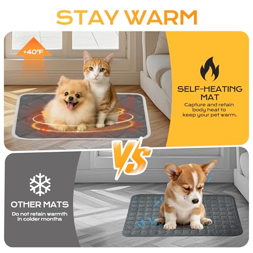 Chumix Selbstheizende Decke für Katzen & Hunde- Haustiere Wärmematte, Warme Hundematte für Klein Mittel, Hund rutschfest Wärmedecke- Waschbare Welpen Thermodecke (L 48X70 cm)