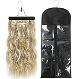 USHUIUS Hair Extension Holder, Extra Long Wig Storage Bag with Hanger for Multiple Wigs Hairpieces, Portable Wig Bags Storage Style Hair Travel Hair Extensions Bag (31.5 Inch, 1Pcs Black)