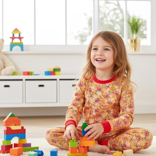 Image of PATPAT Toddler & Kids Pajama Sets with Bamboo Viscose, Snug Fit Pjs for Girls, All-Season Comfort Sleepwear, Ages 2-12 Years
