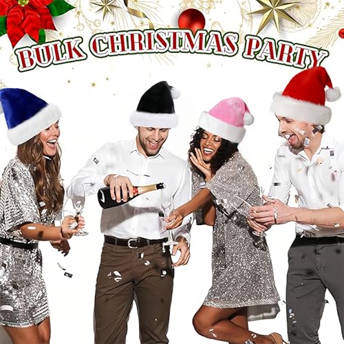 Santa Hat Christmas Hats for Kids and Adults,Unisex Classic Velvet Comfort Extra Xmas Holiday Hat,Thicken Luxury Santa Hats Plush Christmas Santa Claus Hats for Christmas New Year Party Supplies - Image 4