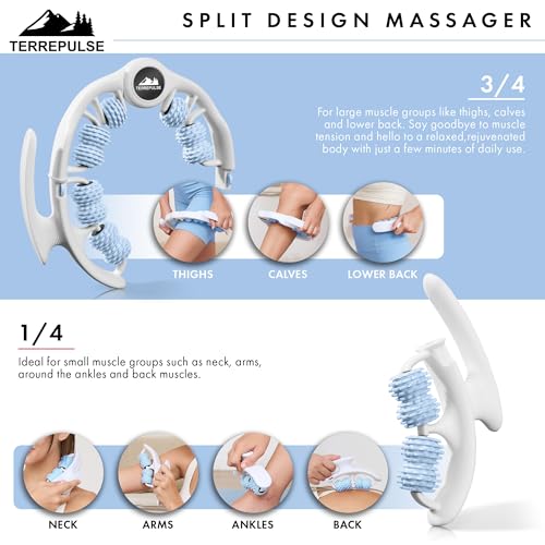 Terrepulse Anti Cellulite Roller & Lymphatic Drainage Massager | Deep Tissue Fascia Blaster & Muscle Roller | Tool for Sore Arms, Legs, Shoulders, Stomach & Buttocks (Blue) — view 2