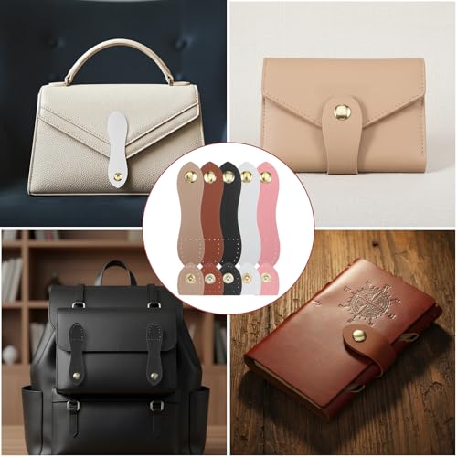 8PCS Leather Snap Buckles Snap Button Closure, Sew On Leather Button Snaps Sew On Leather Purse Closure Fasteners for Cell Phone Case Bag Making Wallet Bags Jacket Notebook DIY Craft