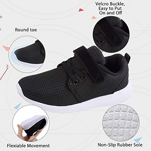 TOEDNNQI Boys Girls Sneakers Kids Lightweight Breathable Strap Athletic Running Shoes for Toddler/Little Kid/Big Kid Black Size 9 - Thumbnail 3