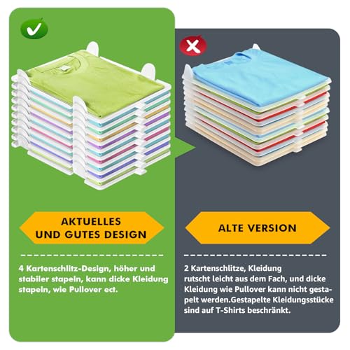 BoxLegend T-Shirt Organizer Stapelbar, 10 Stück - Kleiderschrank Organizer für T-Shirts & Hemden, Platzsparend für Erwachsene & Kinder, Stabile & Übersichtliche Aufbewahrung