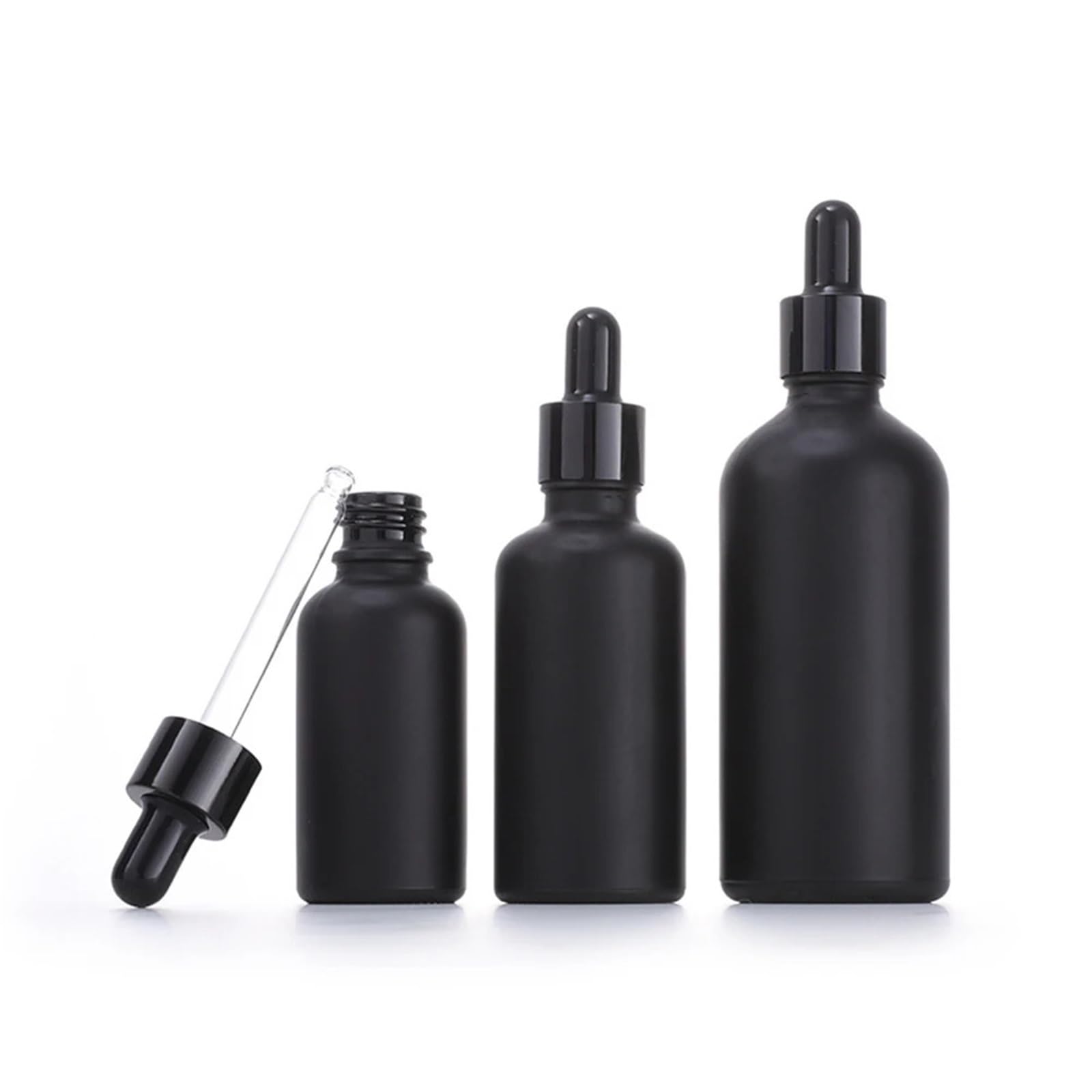 Pipettenflasche 10 ml, 30, 50, 100 Tropfflasche aus Glas, feines Öl, Peeling, Schwarzlichtvermeidung, Kosmetika, separate Abfüllung(All black,10PCS_100ML)