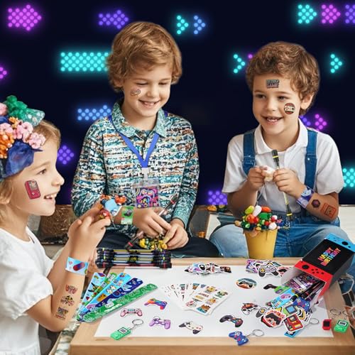 Vanblue VIDEO GAME PARTY FAVORS Gamer Birthday Supplies,Game Theme Gifts Boxes Party Birthday Decorations Vip Pass Tickets Keychain Temporary Tattoo Stickers Goody Bag Stuffer For Boys Kids thumb #2