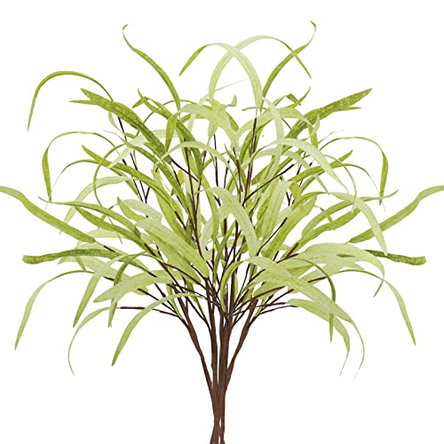 Obbsie 6Pcs Artificial Eucalyptus Leaves Grass Stems 27.5" Artificial Spring Greenery Stems Plants Fake Eucalyptus Plant Branches For Flower Arrangement Bouquets Floral Vase Wedding Decor #TOP1