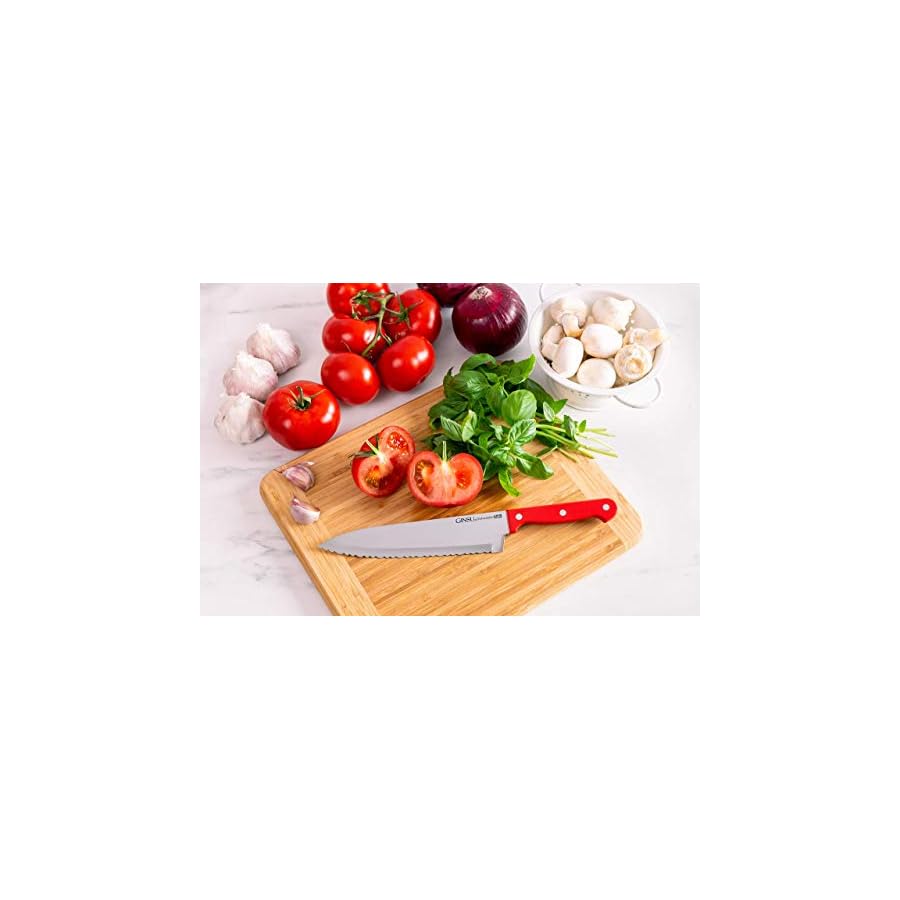 Ginsu Kiso 14-Piece Red Knife Set with Natural Block - Dishwasher Safe and Always Sharp