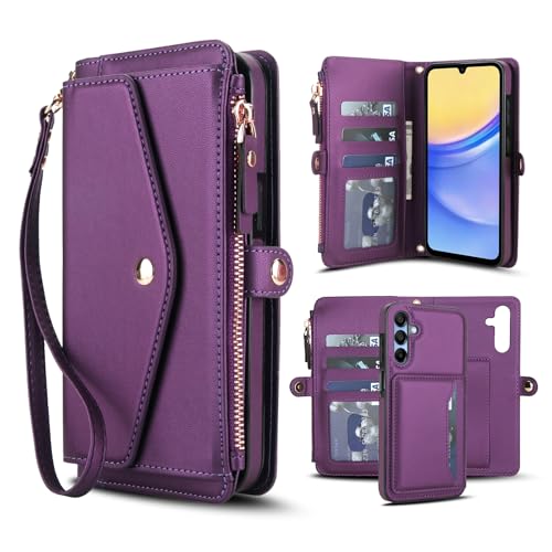 Housse Samsung Galaxy A35 5G violette pour femme avec cordon amovible