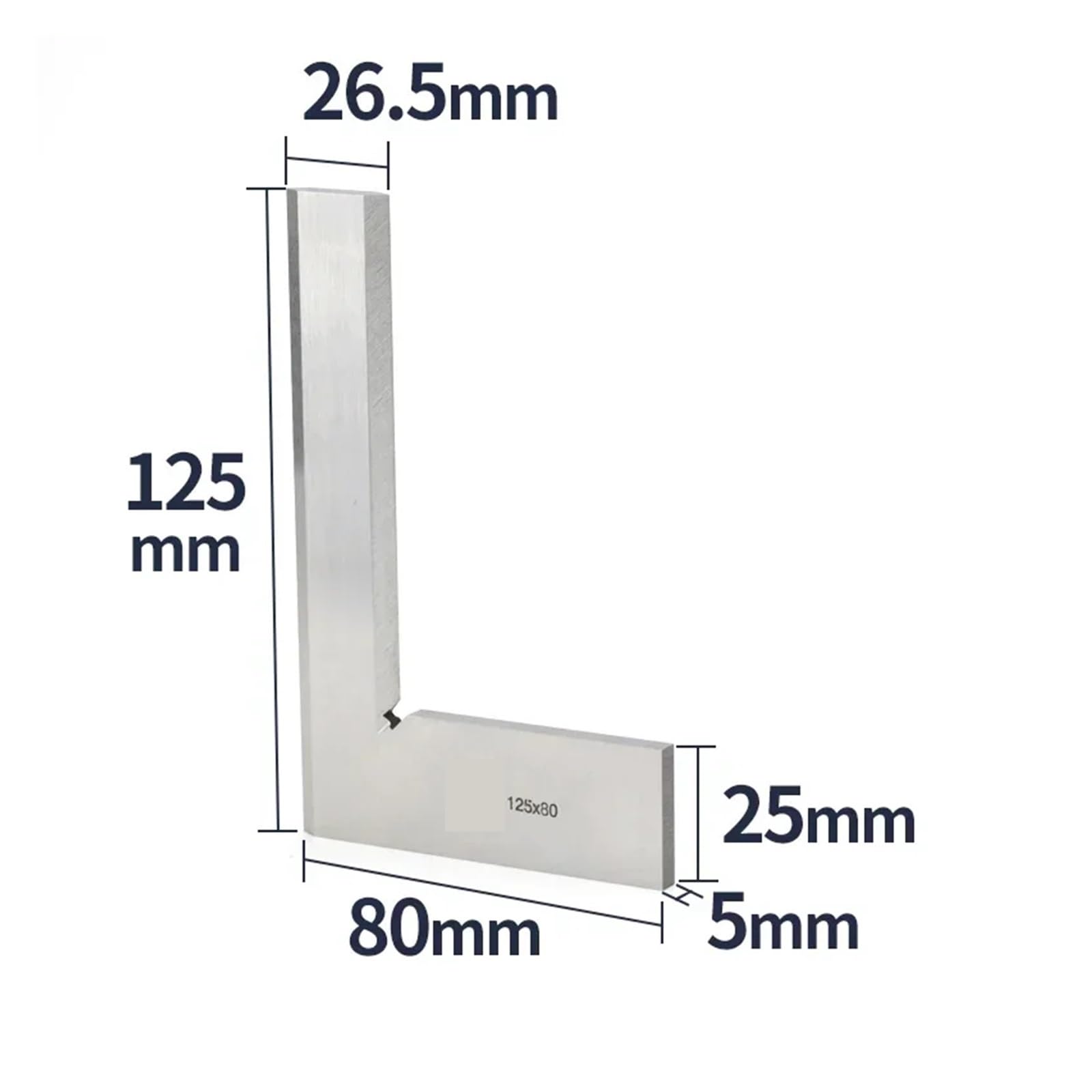 Righello squadrato con bordo a coltello da 90 gradi for falegnameria, carpenteria e utensili for, squadre di misurazione, righello angolare Macchinisti e metalmeccanici(125x80 Square Ruler)