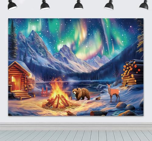 True North VBS Backdrop 7x5ft North Pole Aurora Snow Mountain School Camping Photography Background Bible School Christian Hanging Backdrop Jesus is Our True North Theme Decorations