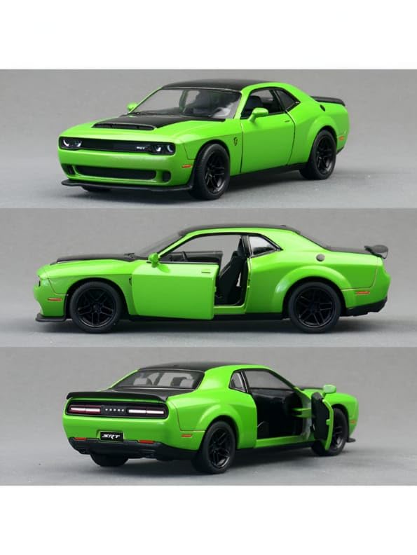 Image of Hellcat 1:32 Scale Dodge Challenger Die-Cast Metal Toy Model Car for Kids - Pull Back Mechanism, Birthday Gift for 3+ Year Old Boys (Hellcat Green)