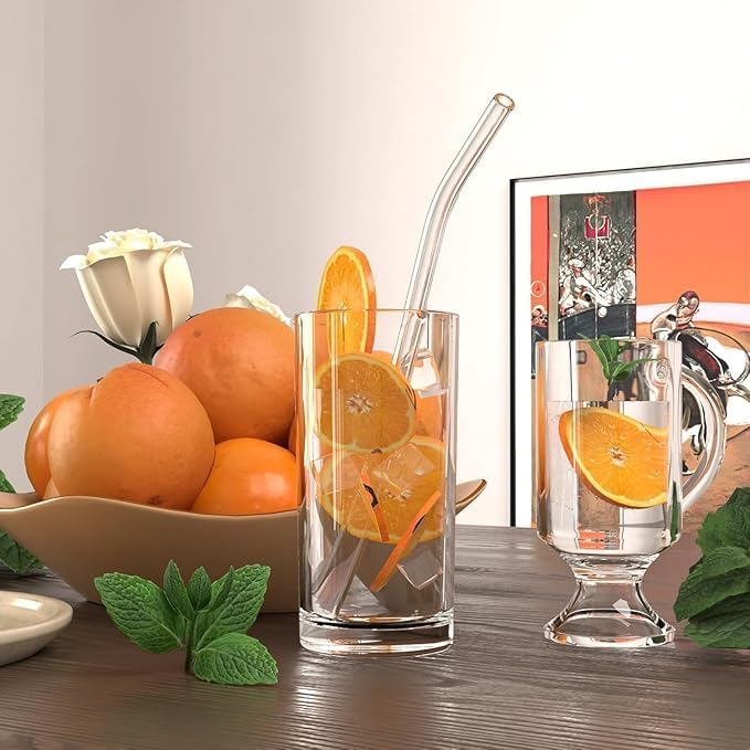 KiKiluxxa Glass Straws with Cleaning Brush -4 Multicolour Straws & 1 Cleaner - Pack of 5pcs- Clear Reusable, Elegant Alternate to for Drinking Juice, Smoothie - 7 inch Straw Length (WZ4+1) - Image 6 thumbnail