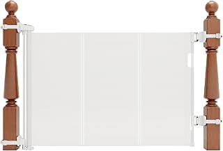 Upgraded Retractable Baby Gates for Stairs & Banister, Mesh Dog Gate Indoor, Extends to 55" Wide 33" Tall, Child Safety Gate for Stairway, Banister & Wall Mount (White)