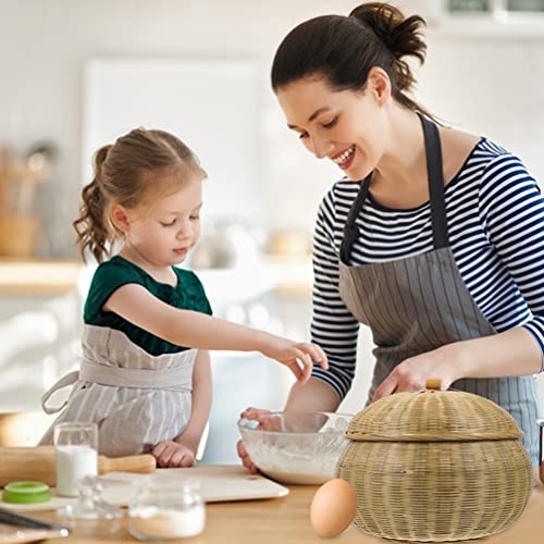 Baskets Wicker Mini Rattan Storage Basket Round Rattan Boxes With Lid Hand- Woven Organizer Bin Pot Caddy Container For Snacks Gobang Chess Egg Fruit 11Cm Wicker Baskets #TOP5