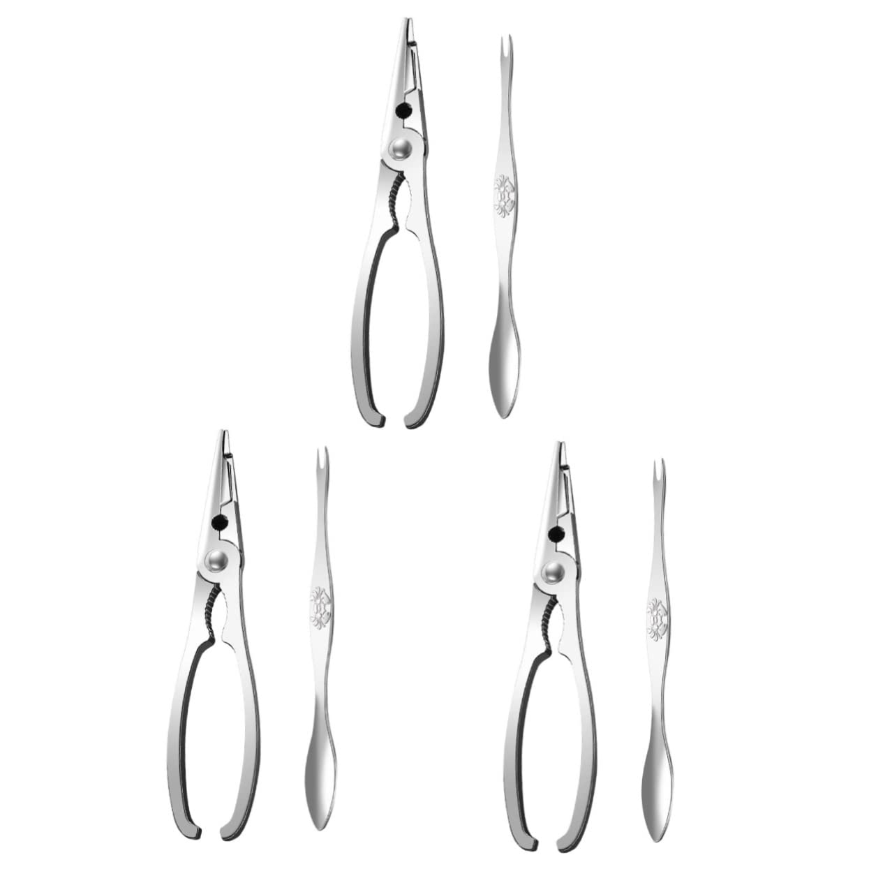 HEMOTON 3 Juegos Pinzas De Cangrejo y Agujas De Cangrejo Herramientas Para Abrir Cangrejos Pelador De Gambas Tijeras Para Mariscos Castaña Pelador De Camarones Acero Inoxidable Tuerca