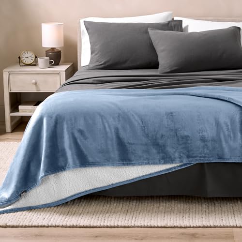 Bare Home Sherpa Fleece Blanket (Twin/Twin XL, Coronet Blue) - image 8