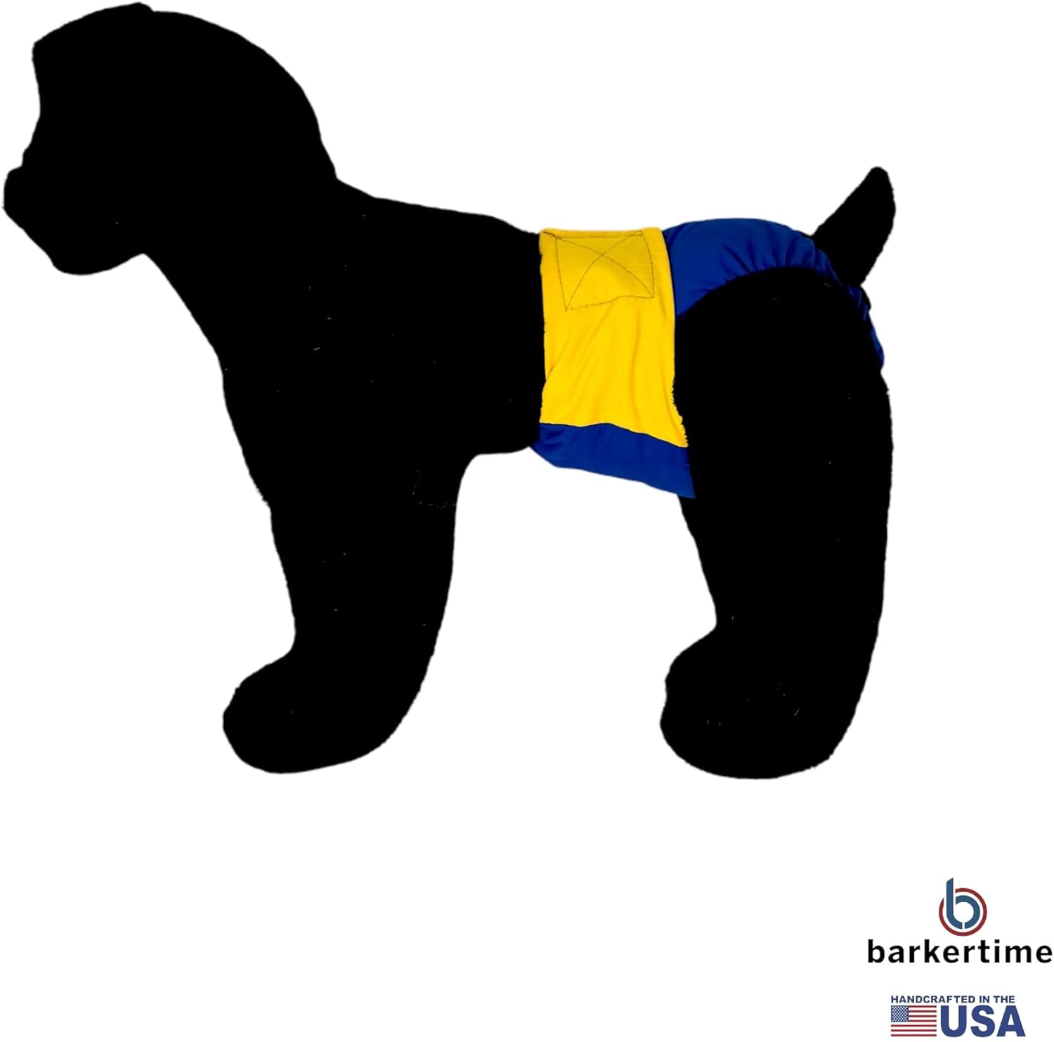 Daffodil Delight on Blue Dog Diaper, XXL, with Tail Hole - Made in USA