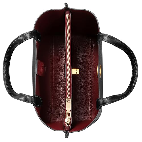 Bolso Tote de Cuero Genuino para Mujer Mediano Negro miniatura 4