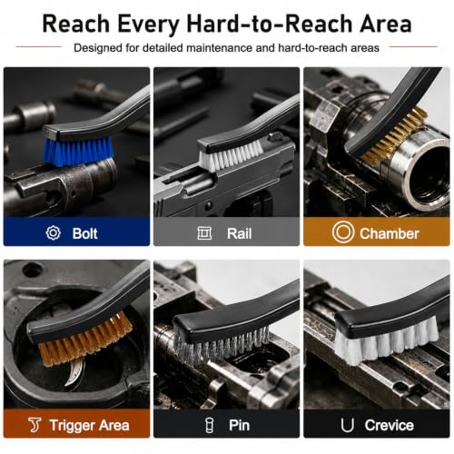 Image of 10 Pcs Gun Cleaning Brushes, 5 Bristle Types for Detail Cleaning