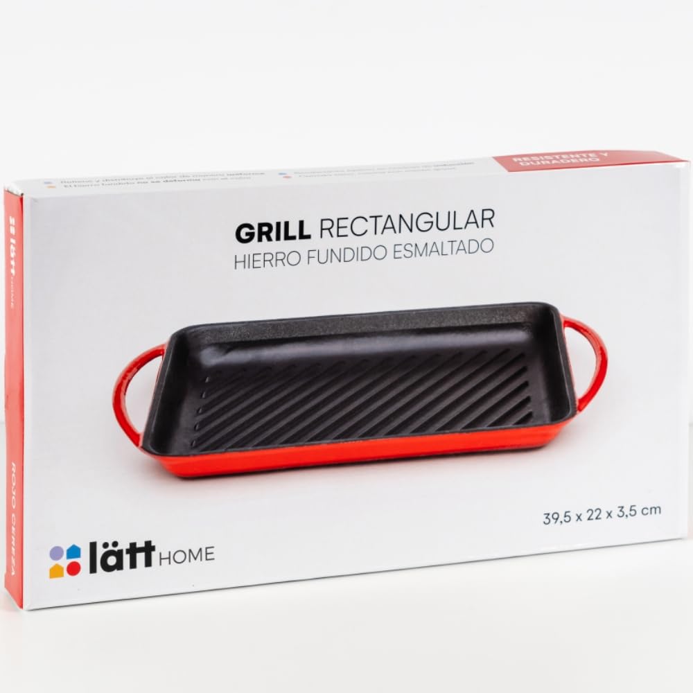 PRITOK Poêle à Griller Ondulée Fonte 24x24 Cm - Induction Avec Manche Bois Pliable Antiadhésive