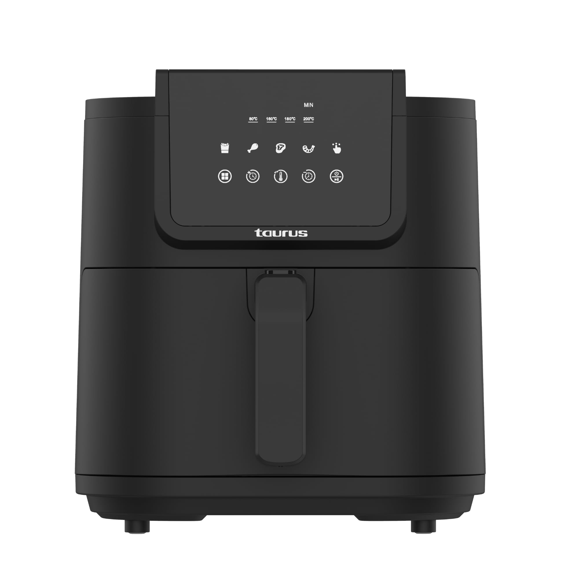 TAURUS - Freidora De Aire Sin Aceite XL Aero Crisp 8 Litros | 1.700W | 5 Menús Predefinidos | Temporizador Digital 60 mins | Temperatura Ajustable Hasta 200ºC | Air Fryer pantalla Táctil | Libre BPA