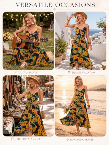 Image of BROVAVE Women's 2026 Summer Casual Boho Sundress Spaghetti Strap Midi Dress
