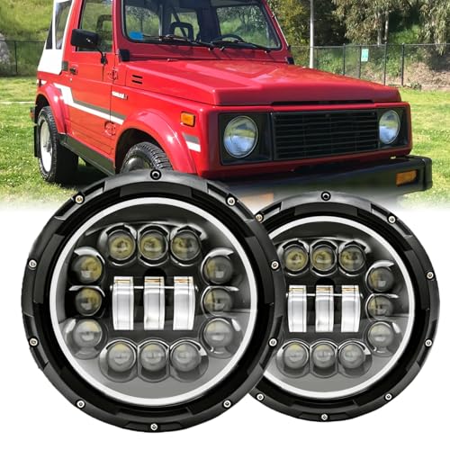 TTDBDAN 2PCS Headlights Fit For Suzuki Samurai SJ410 1986-1995, 7 Inch Round Hi/Lo Beam DRL Amber Turn Signal Headlight, 130W 44000LM 6500K Super Bright, DOT Approved